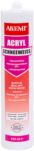 AKEMI® produit d‘etanchéité acrylique blanc-neige - 310ml PE-cartouche