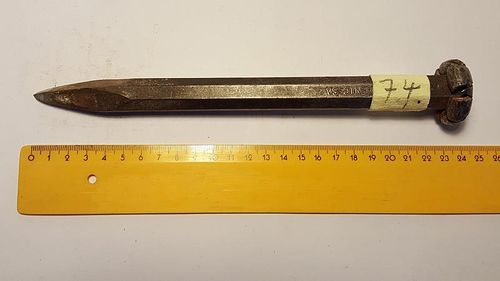 Steel tip iron, octagonal Ø18mm, mallethead - used