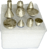 set van 10 Diamantslijpstiften voor graniet, 6 mm schacht voor rechte slijpmachines