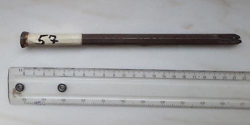 Nr.57: Stalen tweetandige ijzeren as 10 mm lengte 210 mm, mallethead - gebruikt