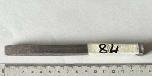 Nr.84: Stahl-Schrifteisen, 15mm Schneide, Vierkant Ø10mm, Knüpfelkopf - gebraucht
